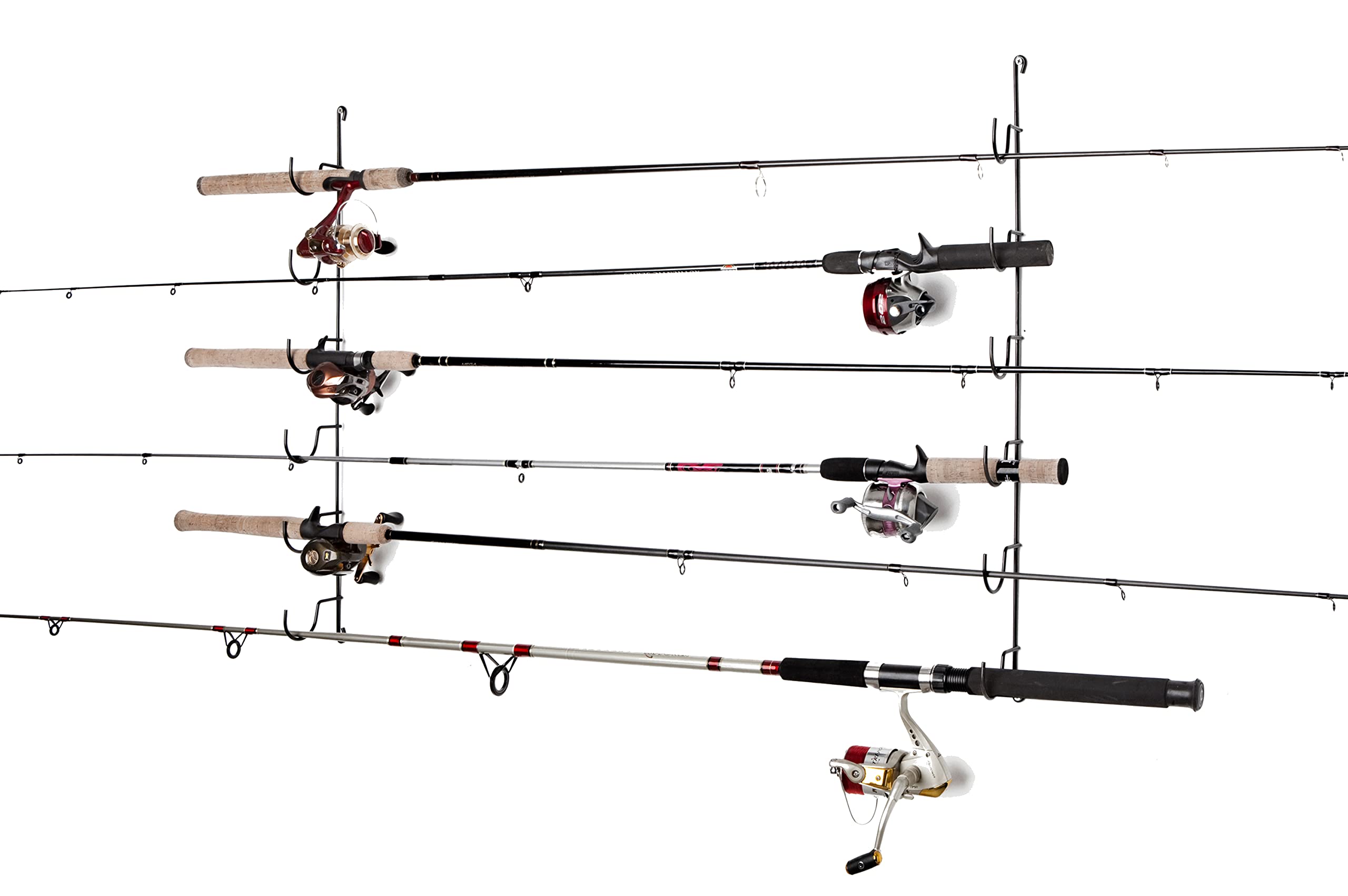 Rack'em 6-rod rack close-up shows polymer coating protecting rods.