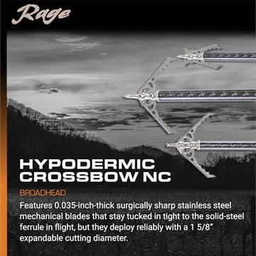 Rage Hypodermic Crossbow NC blades deployed for quick clean entry.