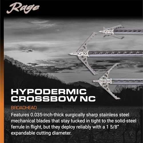 Rage Hypodermic Crossbow NC blades deployed for quick clean entry.