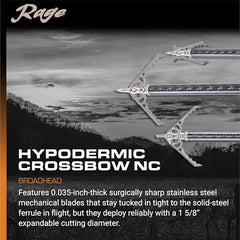 Rage Hypodermic Crossbow NC blades deployed for quick clean entry.