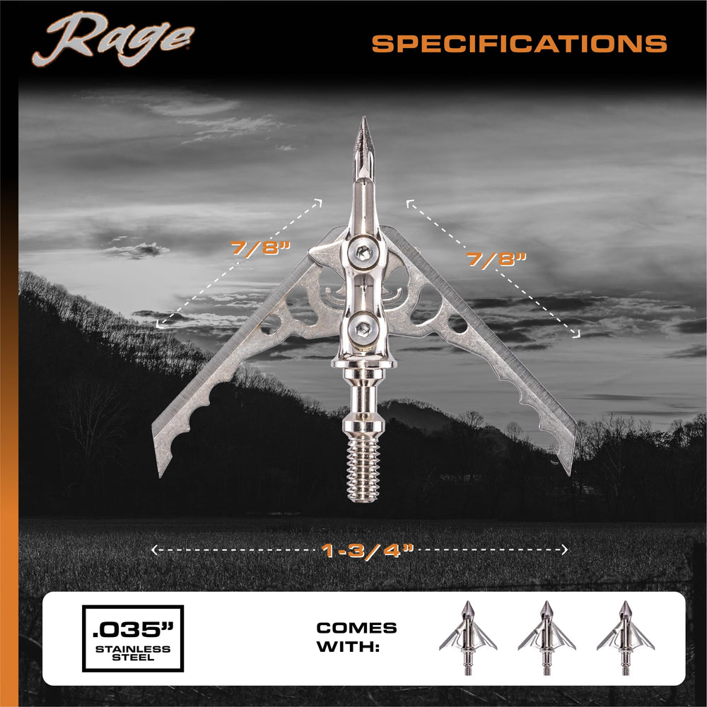 RAGE Nc+P 100gr cutting diameter reveals 1.75 inch wound opening