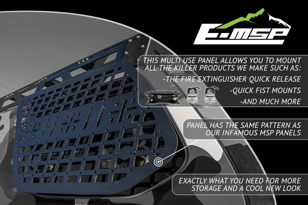 Powder-coated black finish protects the MOLLE panel from weather and wear.