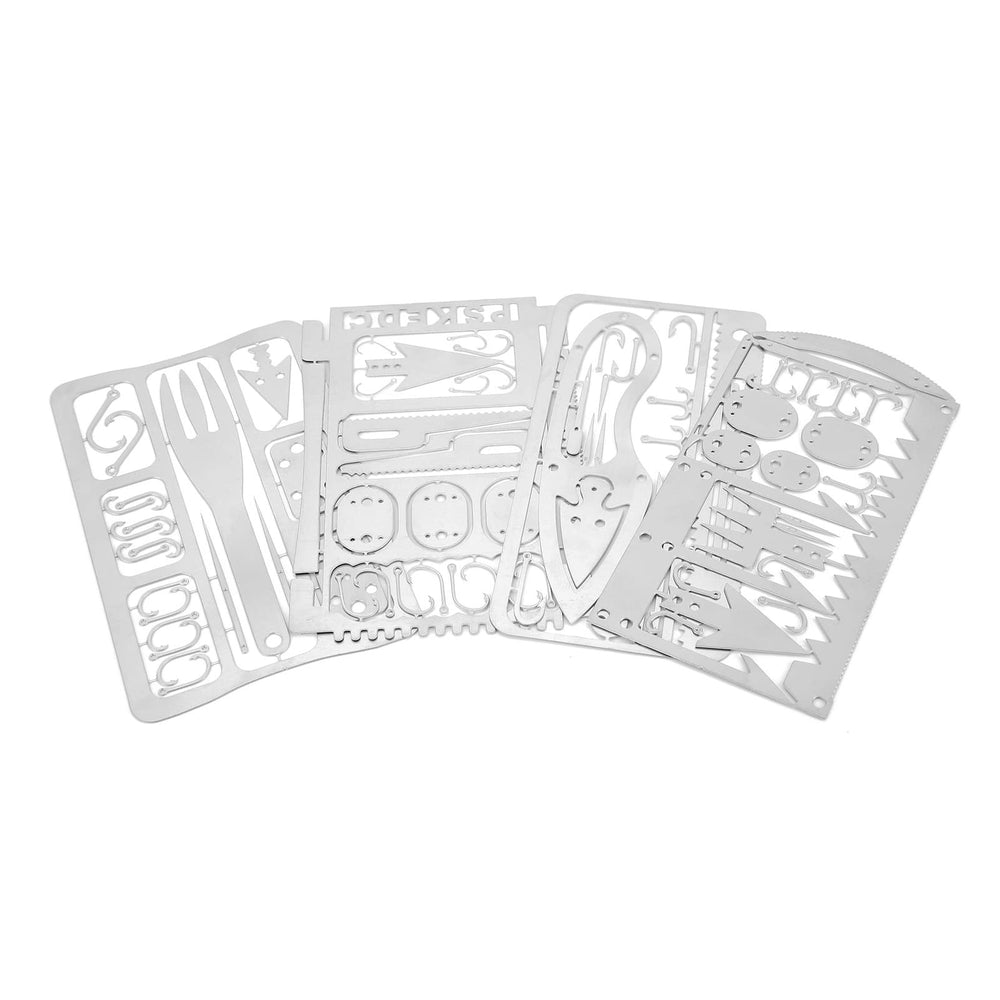 Raguso fishing-hunting tools card laid flat for demonstration.