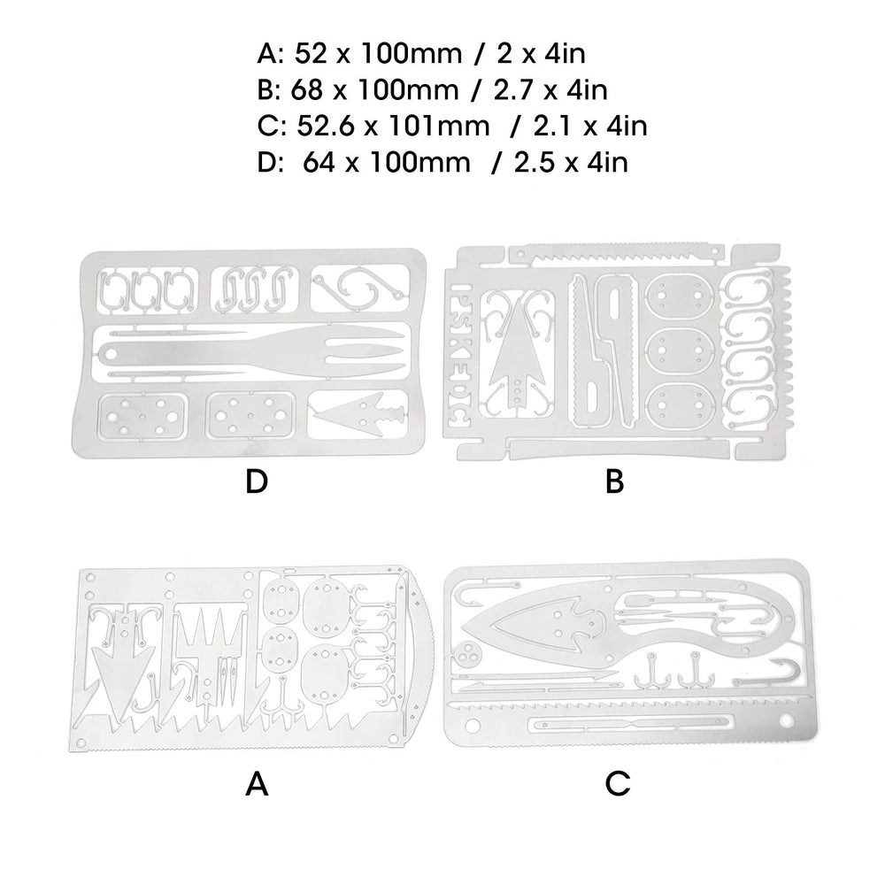 Raguso stainless-steel survival card showcases durable 304 steel construction.