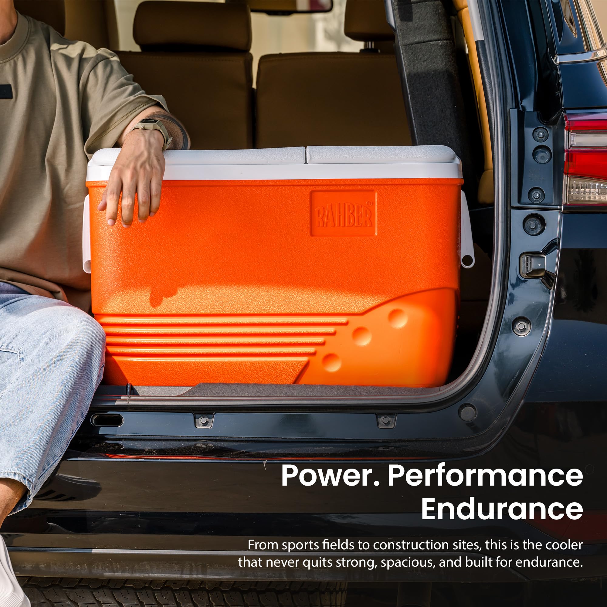 RAHBER 60qt rugged build, BPA-free, durable outdoor companion