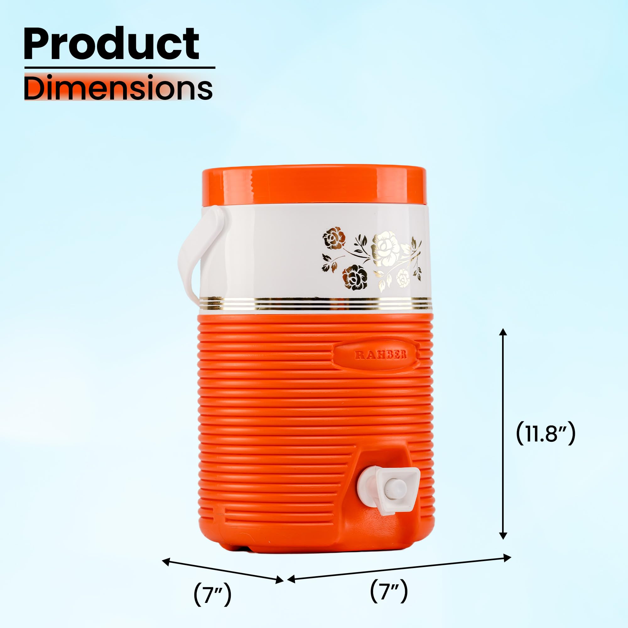 RAHBER compact travel-friendly cooler ideal for picnics and hikes.