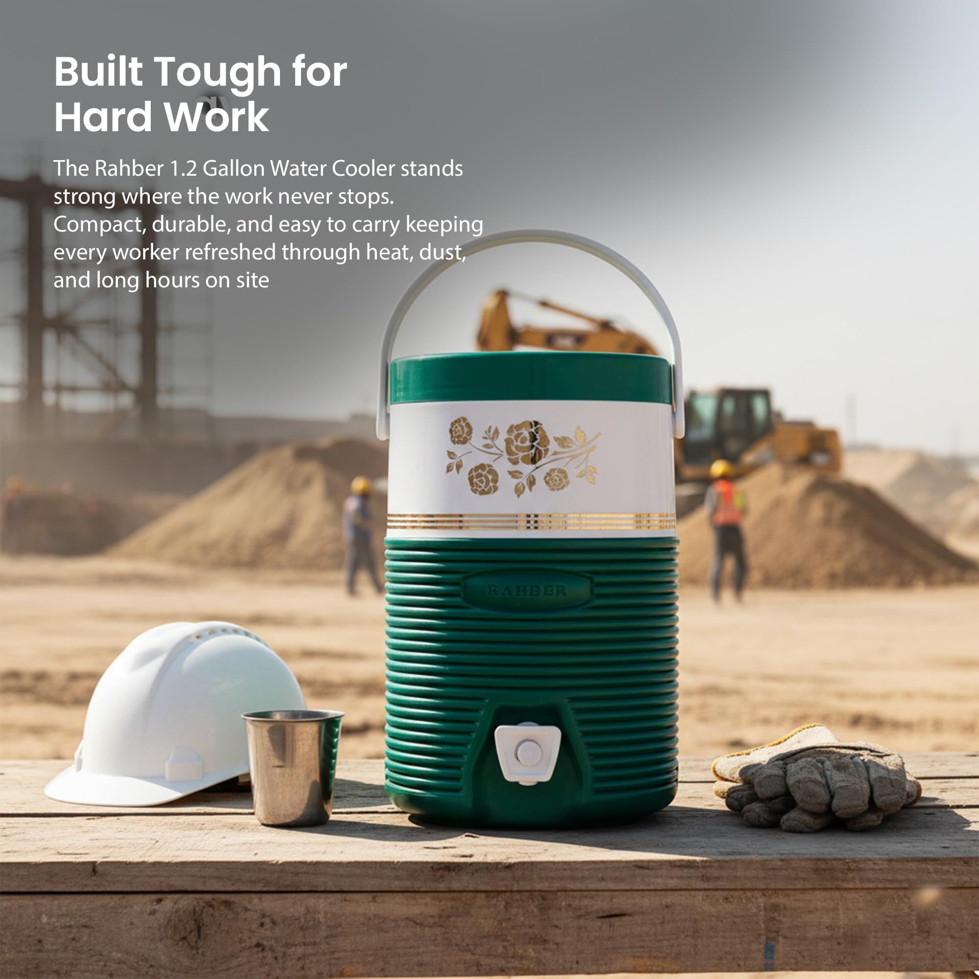 RAHBER durable, leak-resistant cooler keeps drinks secure on trails.