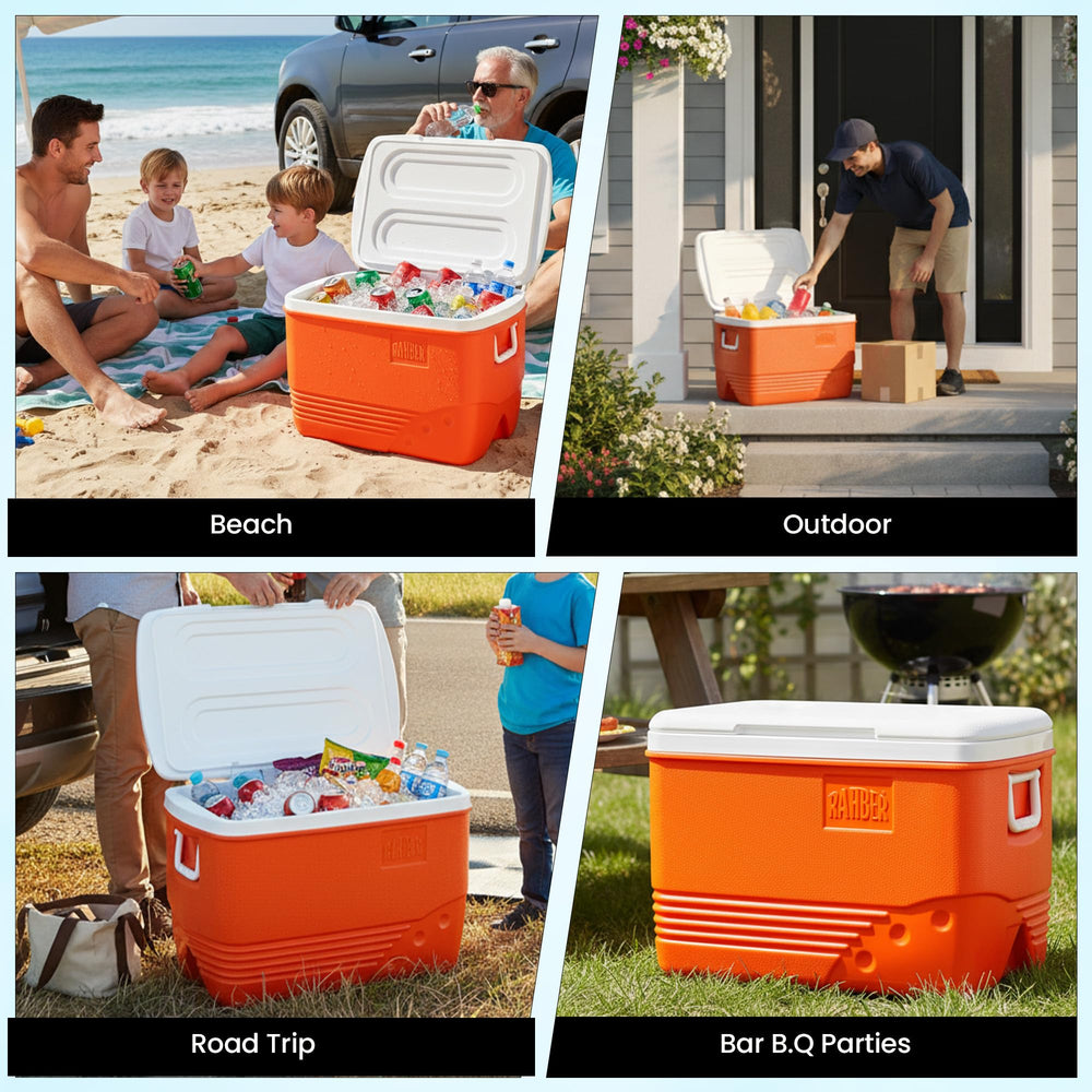 Rahber Large Cooler 44qt rugged exterior for outdoor use