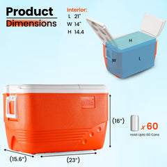 RAHBER 60qt cooler with ice packed to keep drinks cold on the go