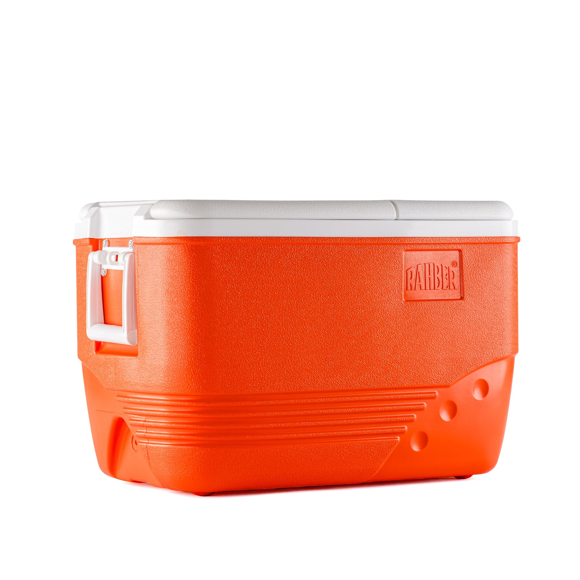 RAHBER large cooler 60qt with lid closed, ready for camping trips