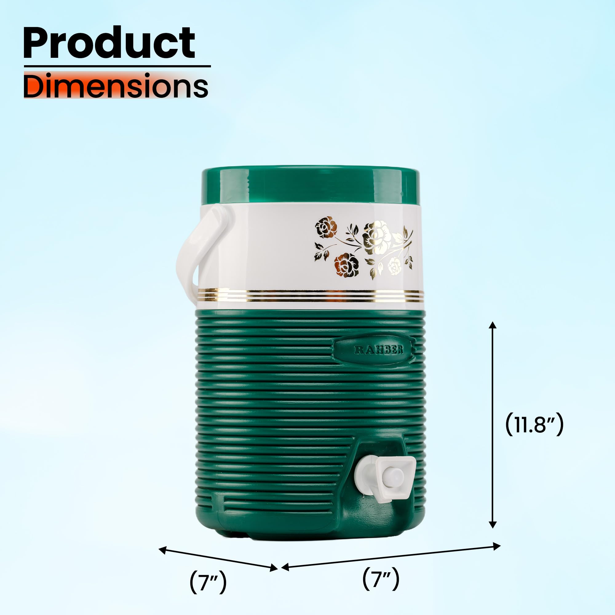 RAHBER portable sport cooler in green suited for camping and sports.