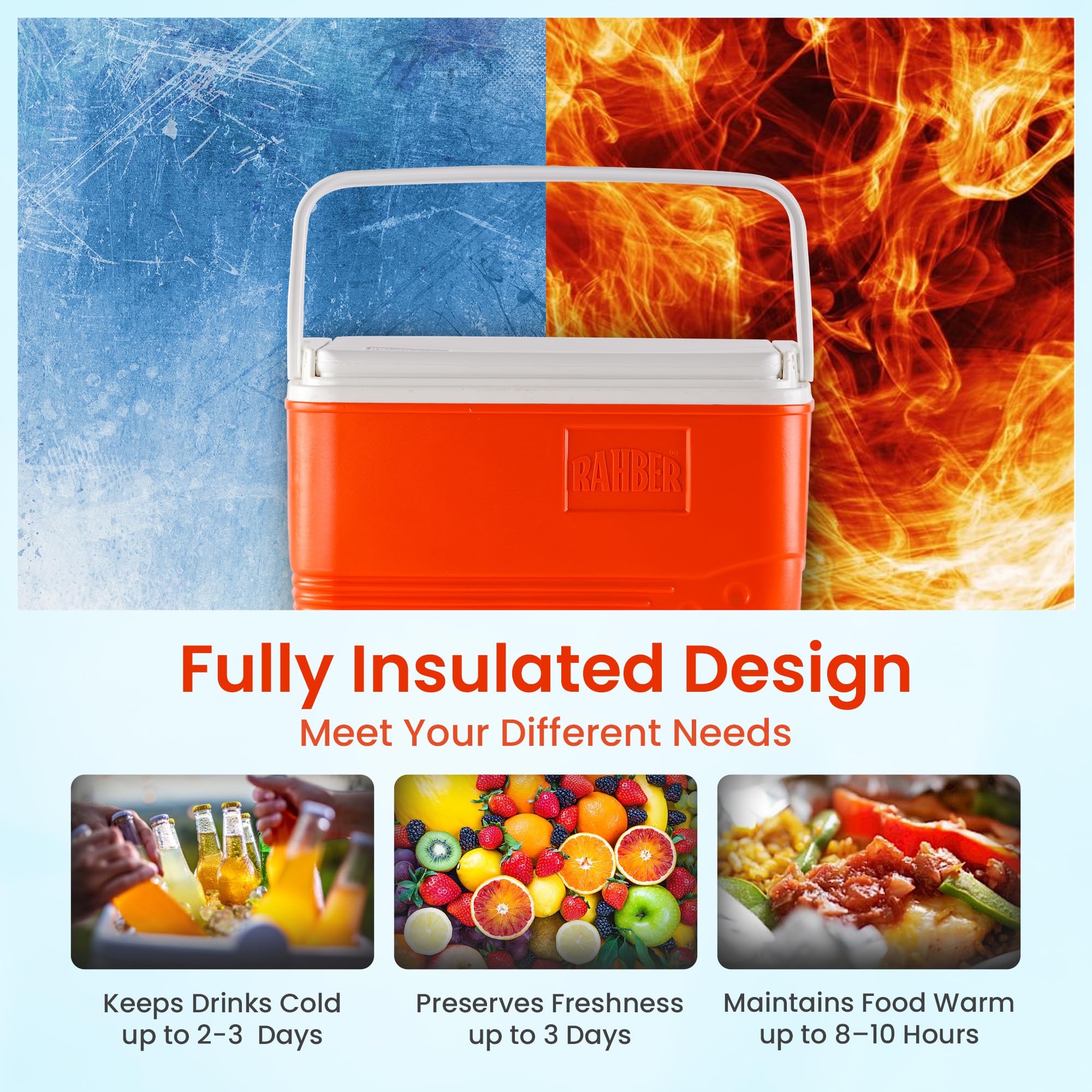 RAHBER small cooler interior keeps items organized and cold during travels