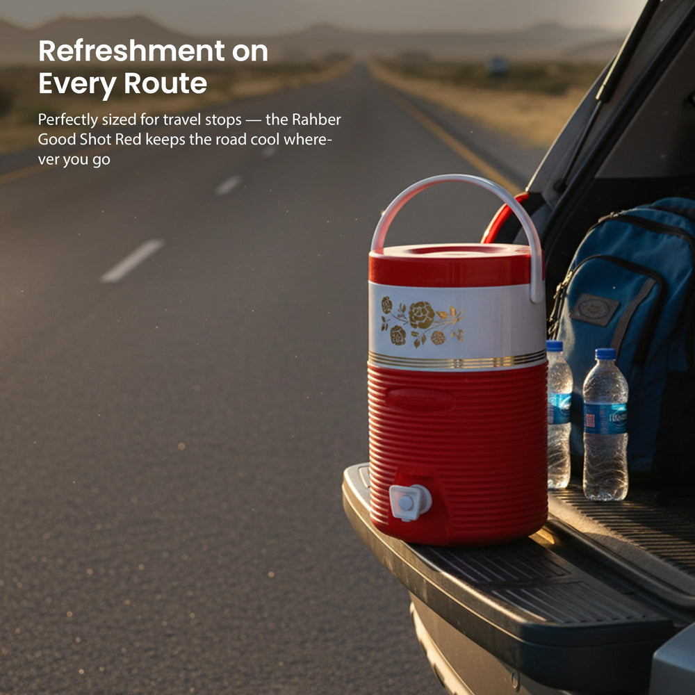 RAHBER keeps beverages cold for hours in red portable cooler
