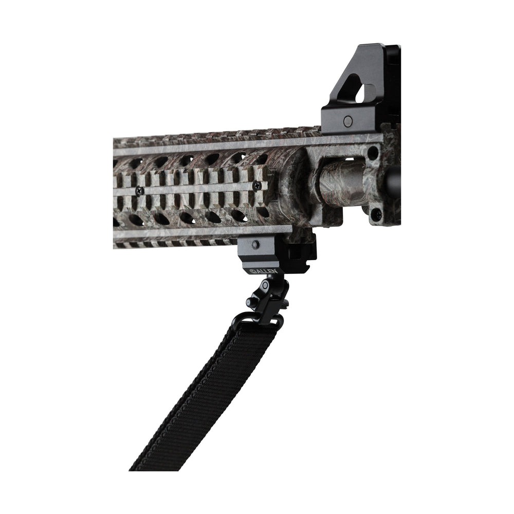 Close-up of aluminum swivel stud and mounting hardware