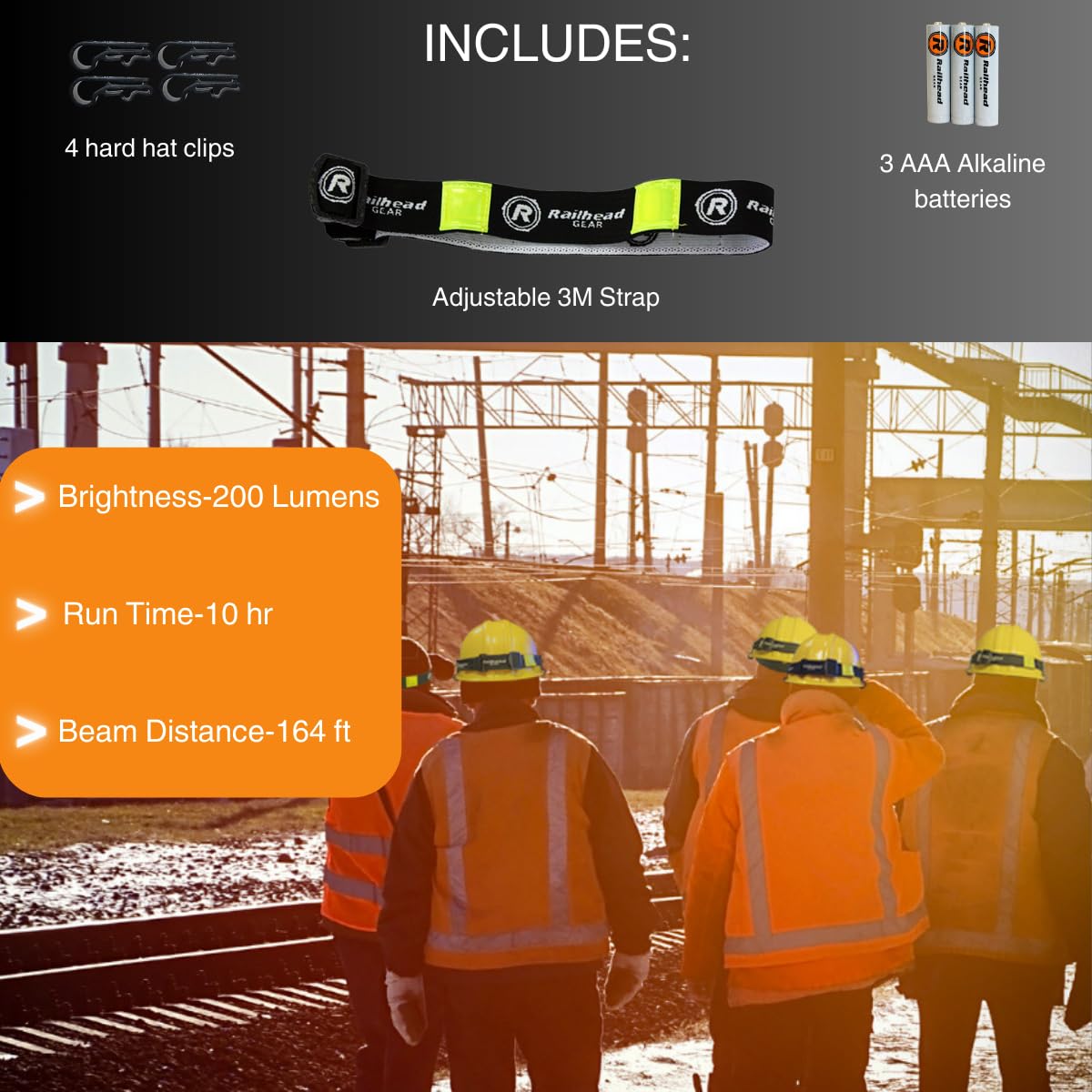 Railhead Gear KE-HL100 adjustable band secures for overhead tasks