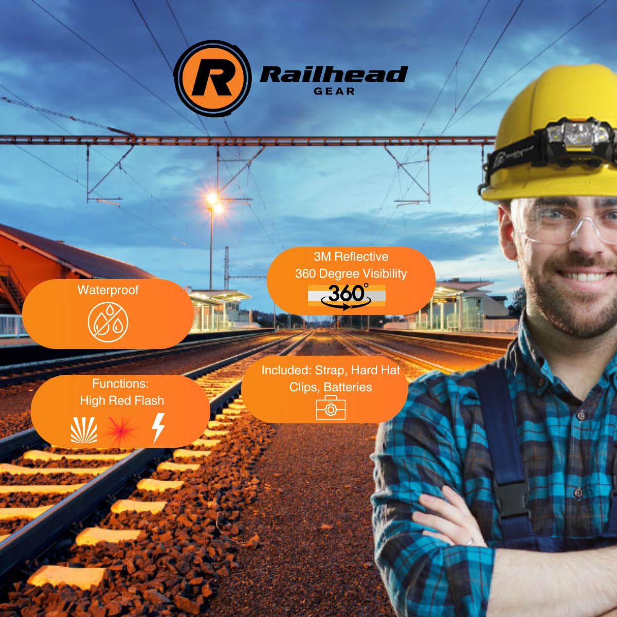 Railhead Gear KE-HL100 headlamp flash mode for emergency visibility