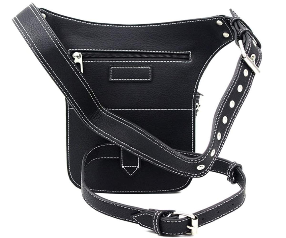 RainboSee Gothic Waist Bag open compartment reveals organized space for phone and keys