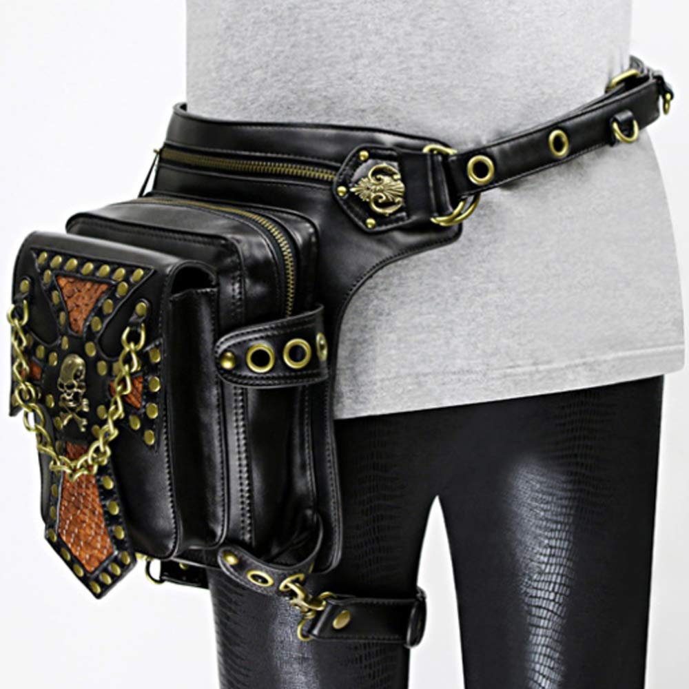 RainboSee Gothic Drop Leg Bag waist strap option supports hands-free travel.