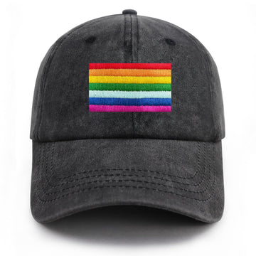 Rainbow Stripe Pride Hat - embroidered LGBT Pride design