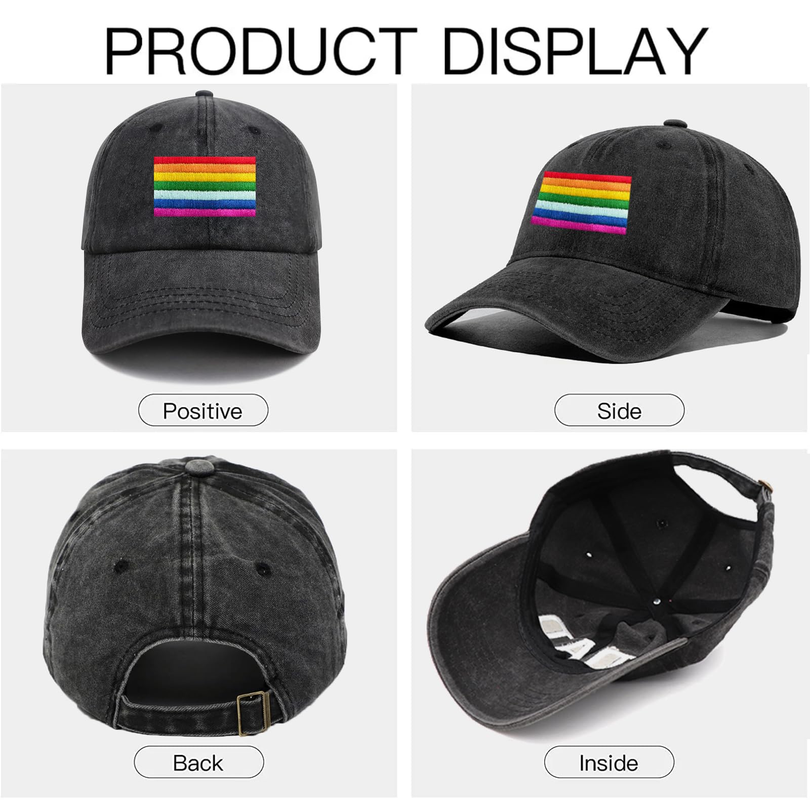 Curved brim for sun protection on Rainbow Pride Hat