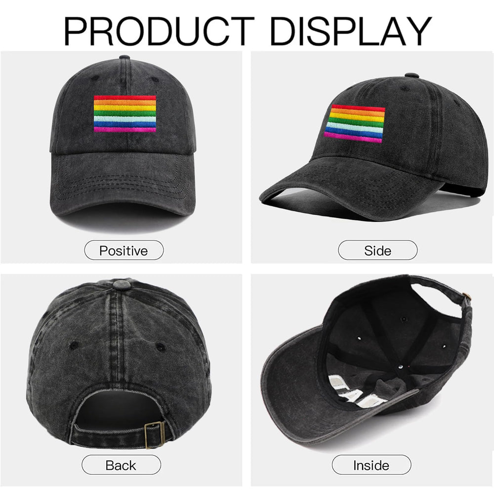 Curved brim for sun protection on Rainbow Pride Hat