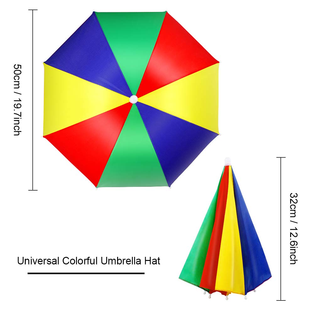 Rainbow umbrella hat folded for compact storage