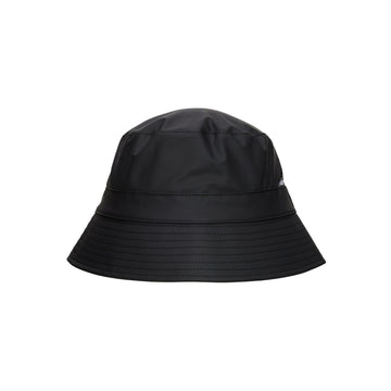 RAINS bucket hat in black offering dependable waterproof protection for rainy commutes