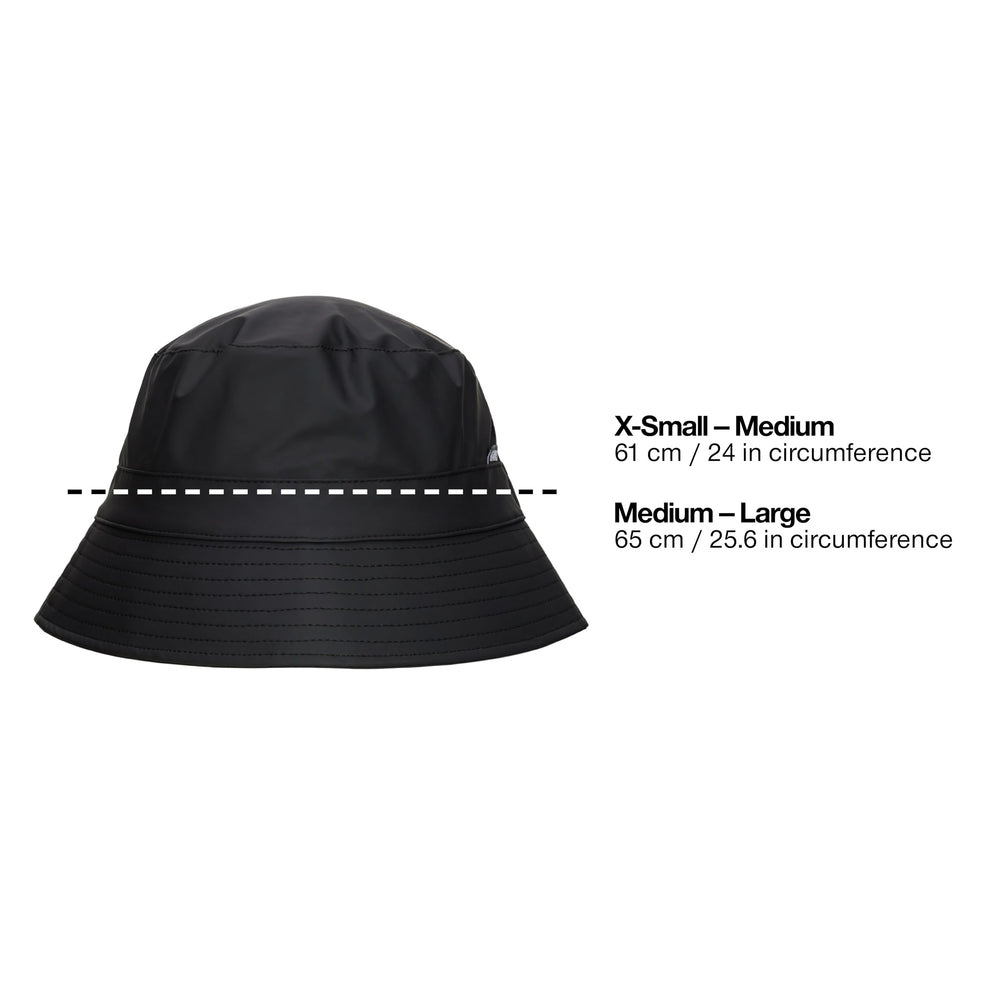 RAINS bucket hat features a 2-year warranty and easy care guidance