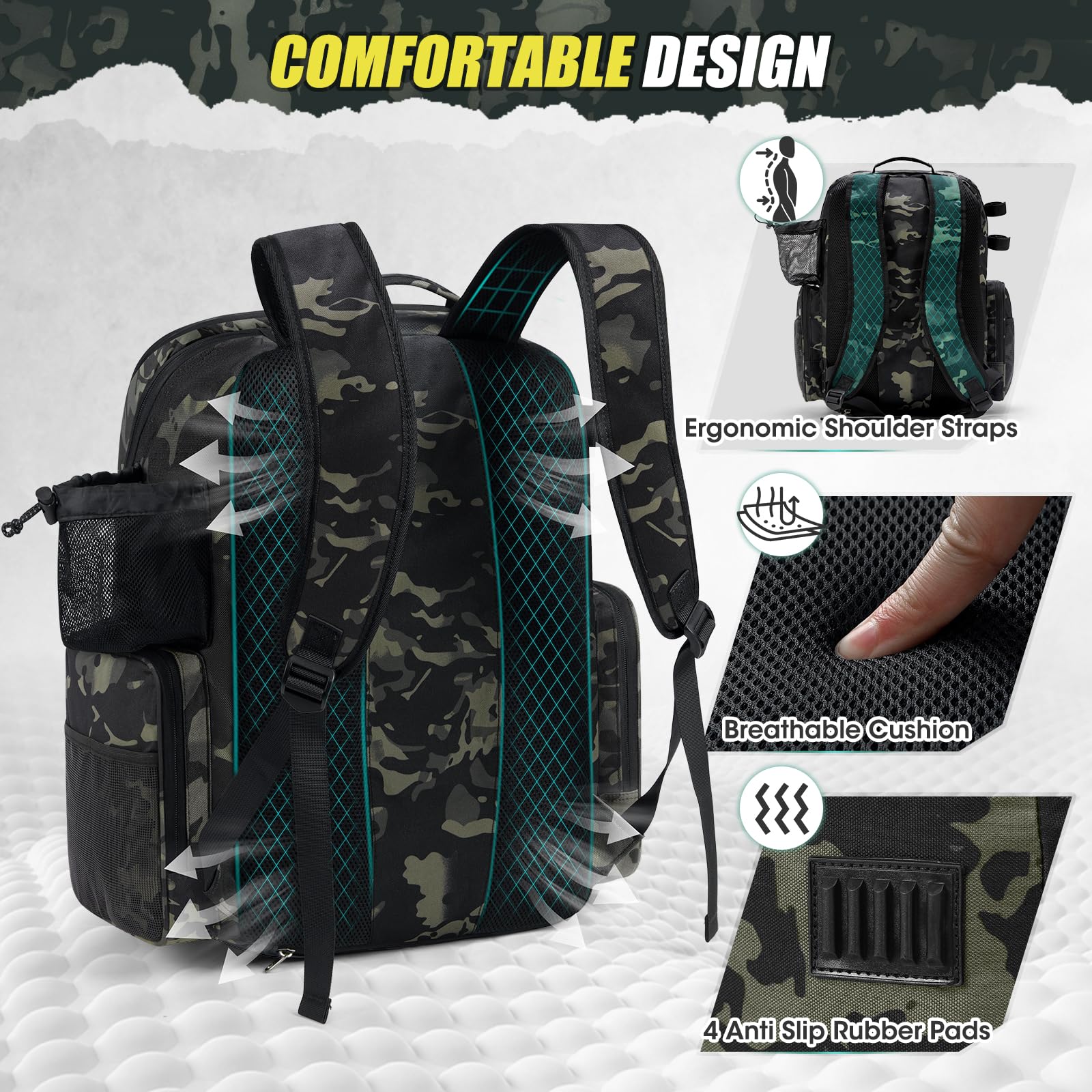 RAINSMORE 15-pocket organization demonstrates flexible storage for tackle and tools.