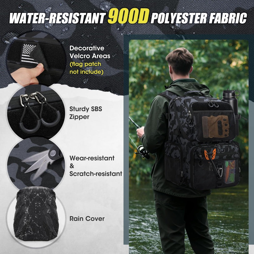 Attached waterproof rain cover for RAINSMORE 45L fishing backpack