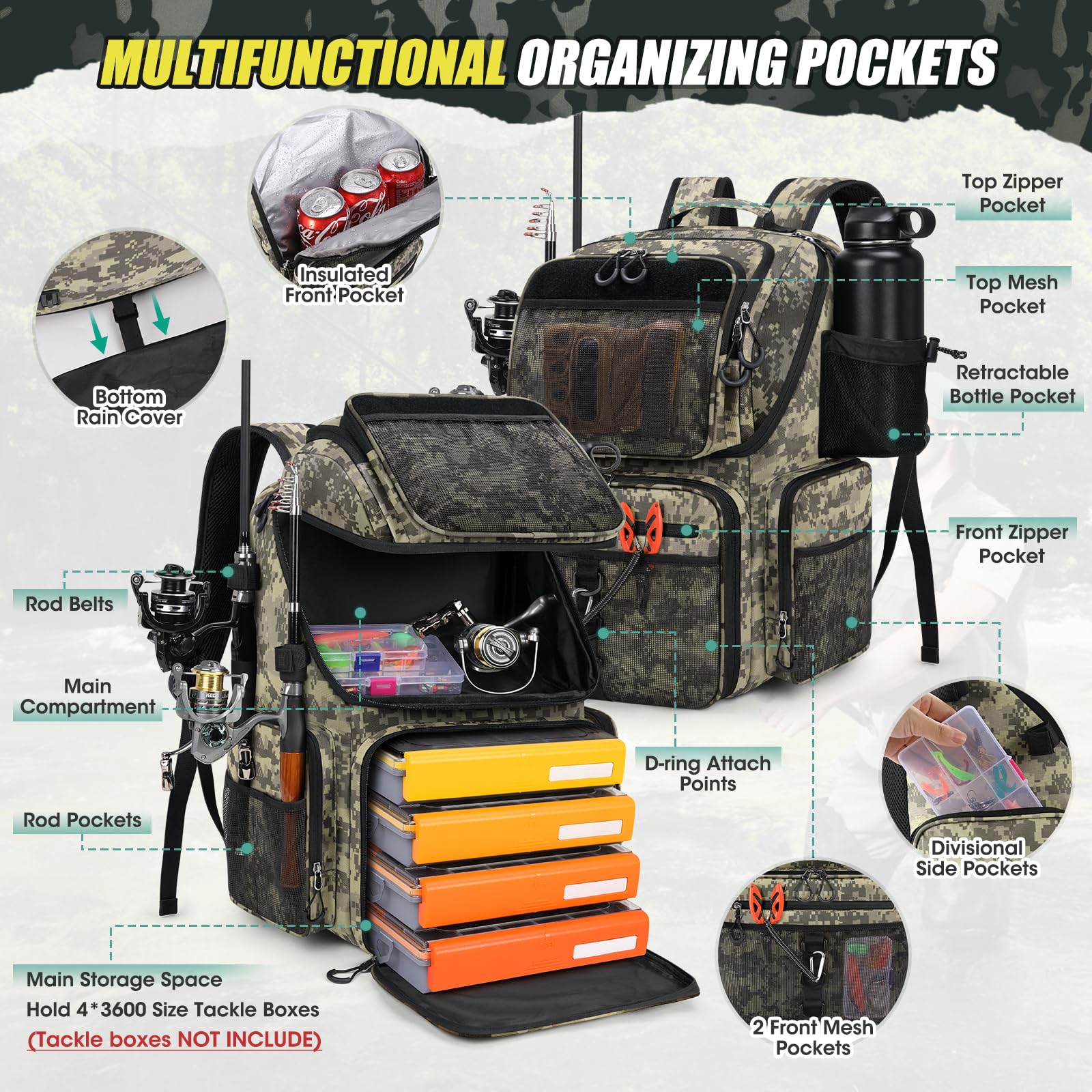 RAINSMORE waterproof rain cover protects contents during sudden downpours.