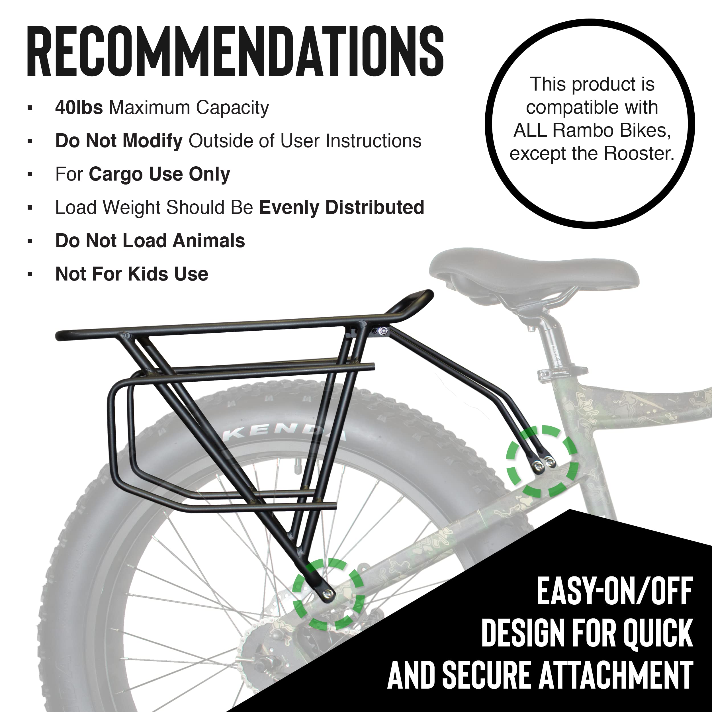 Rambo fat-tire e-bike compatibility confirms easy upgrade for additional storage.