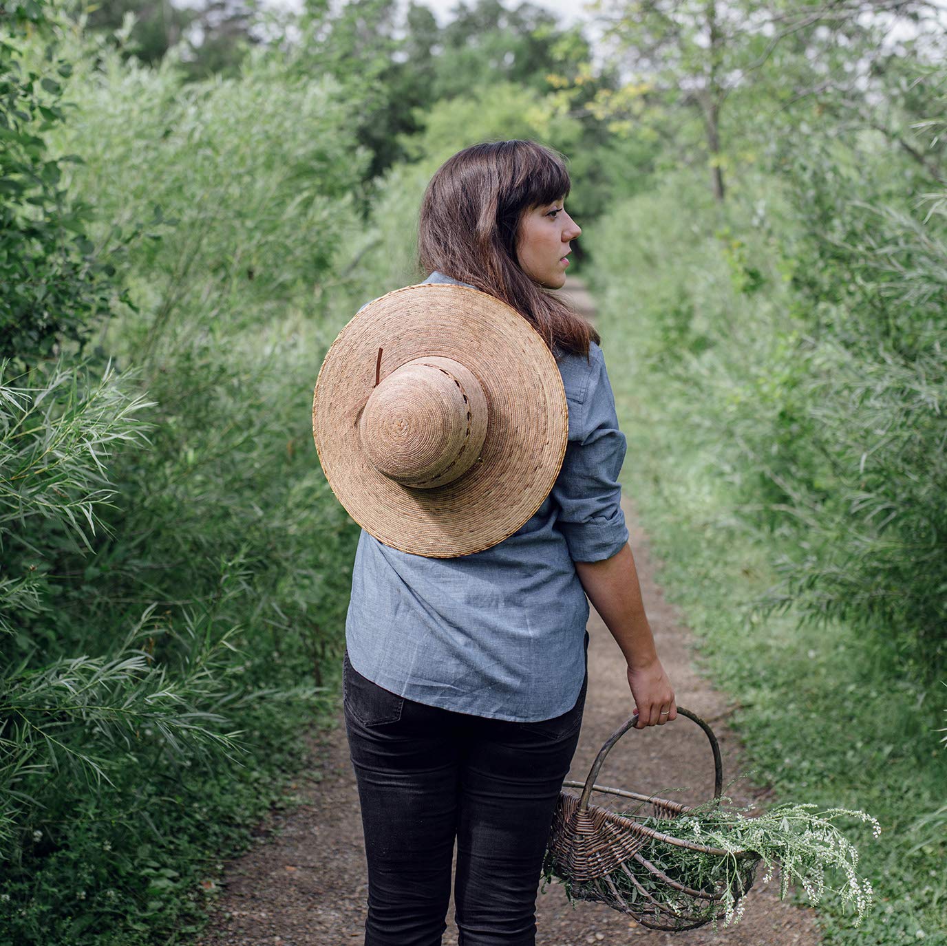 Ranch Lattice-Medium Tan palm hat side view