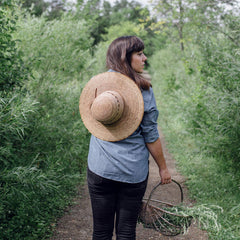 Ranch Lattice-Medium Tan palm hat side view