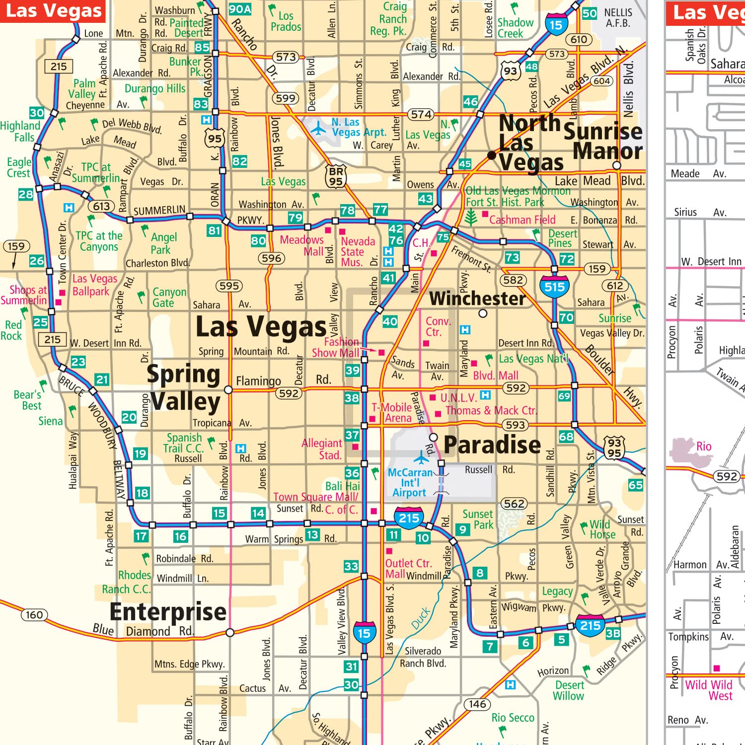 Rand McNally quick-reference legend and city index aid on-the-go planning.