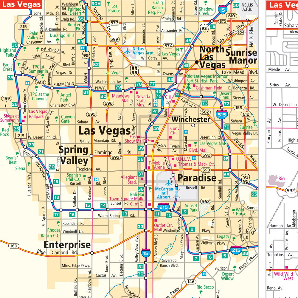 Rand McNally quick-reference legend and city index aid on-the-go planning.