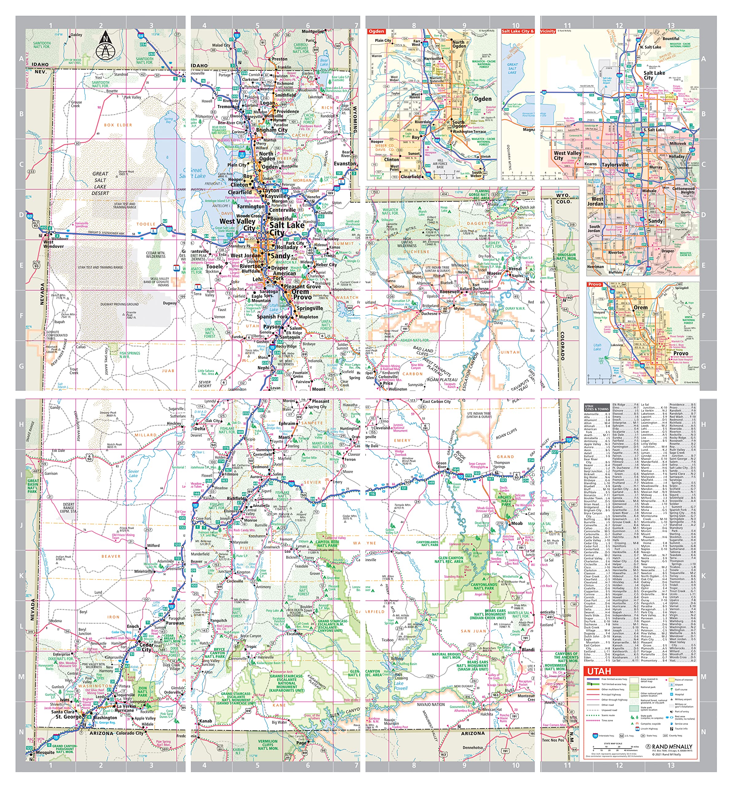 Rand McNally Easy to Fold Nevada Utah map unfolded large view for clear route planning.