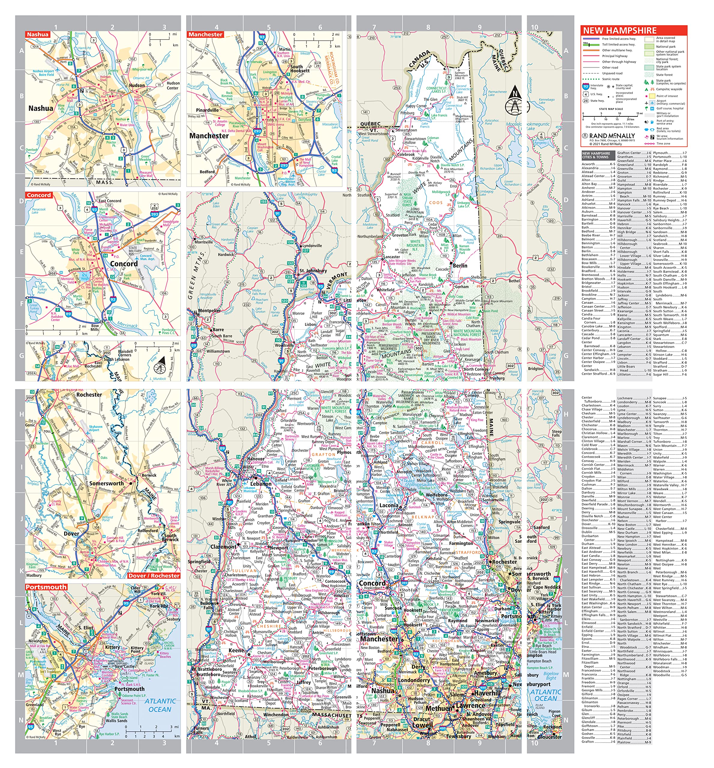 Rand McNally Easy to Fold NH-VT map folded view for quick checks.