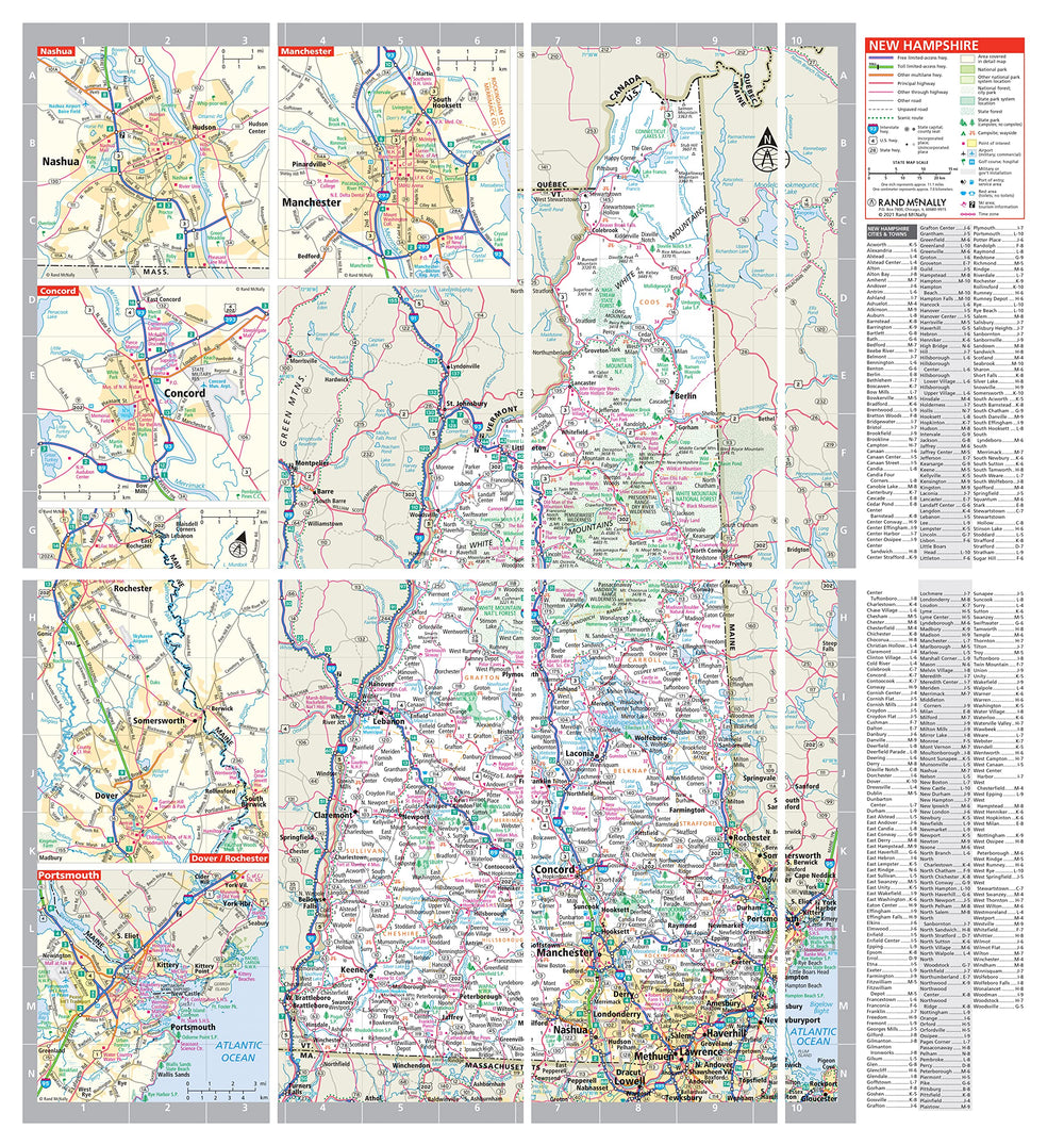 Rand McNally Easy to Fold NH-VT map folded view for quick checks.