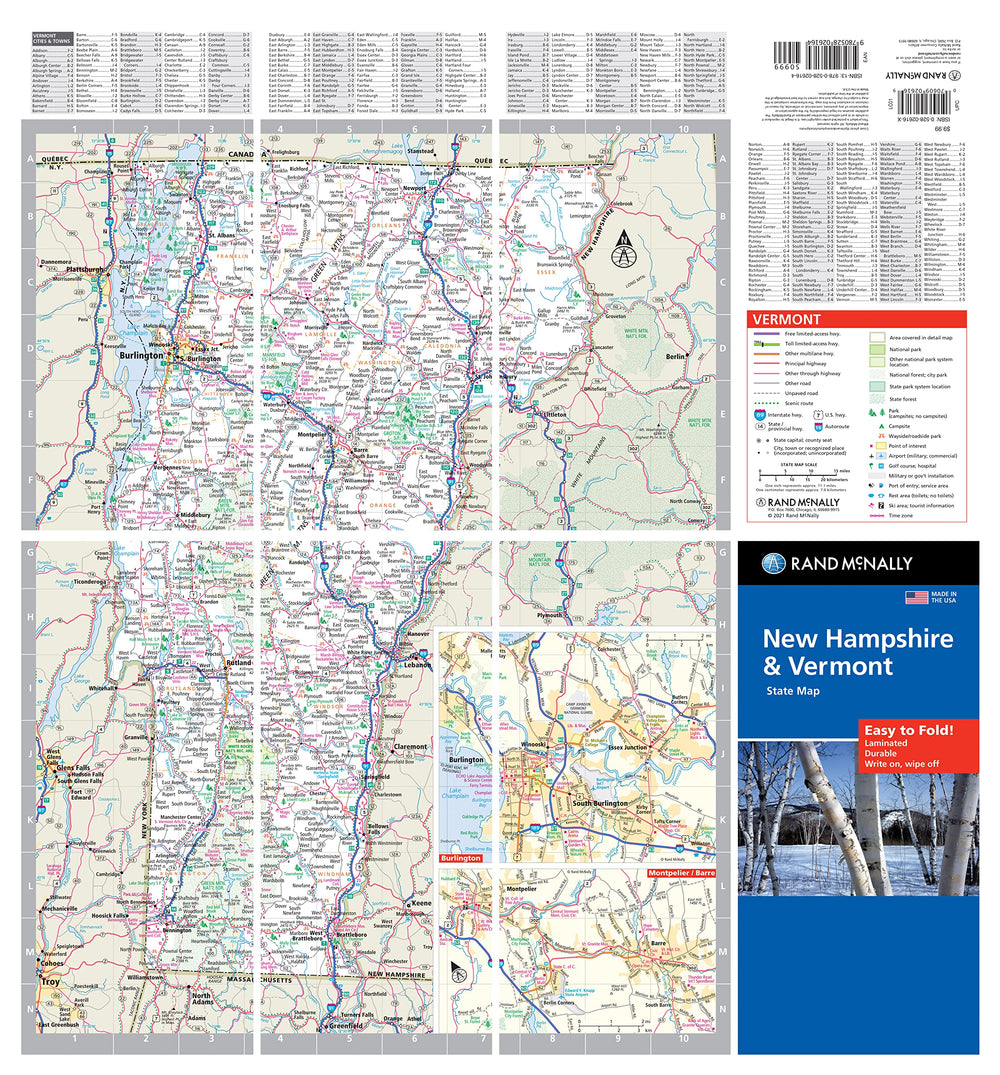 Rand McNally laminated map page with writable surface for notes.