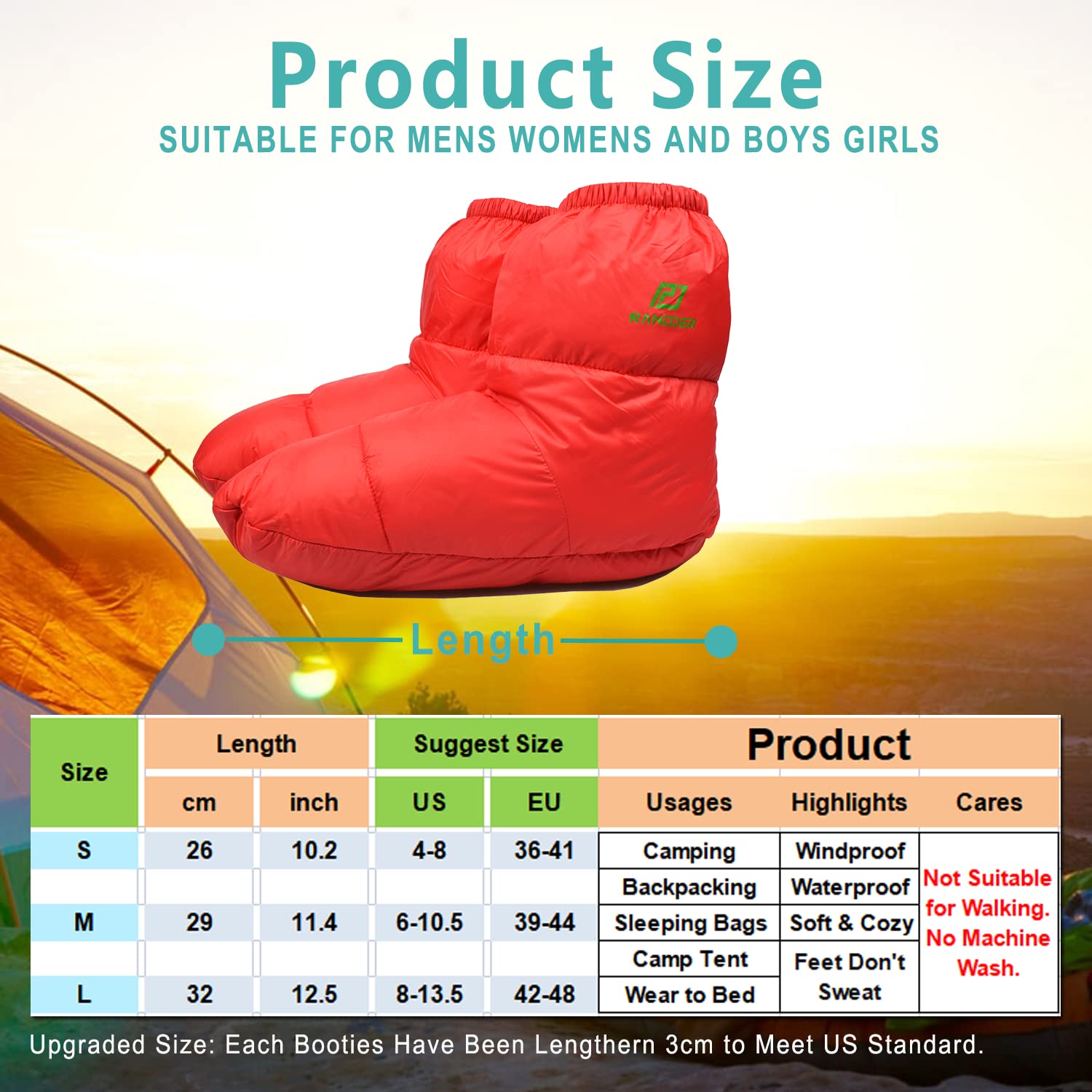 RANDDER booties with duck down filling deliver lasting warmth