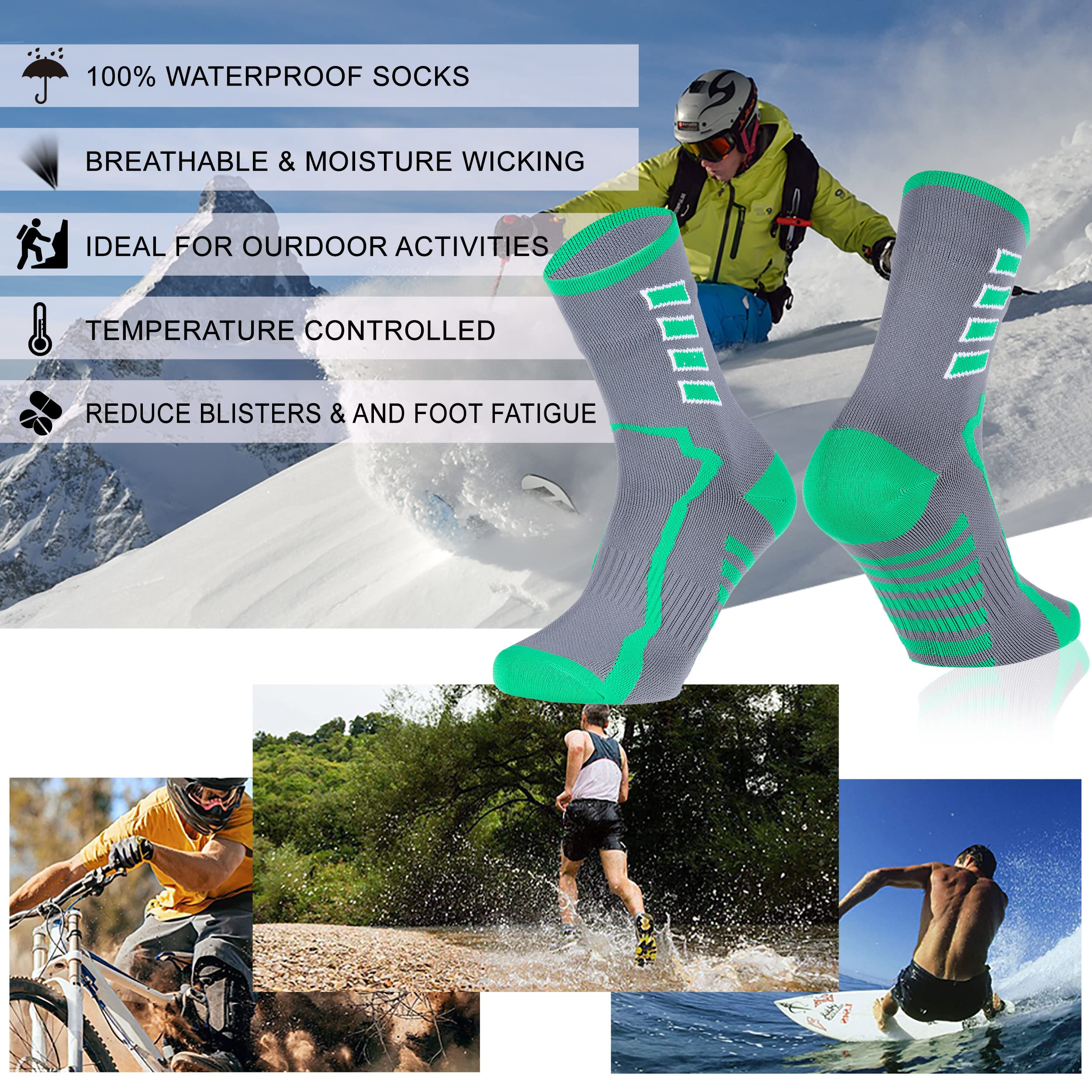 RANDY SUN Dry Socks deep-heel-cup prevents slipping inside boots for secure all-day wear.