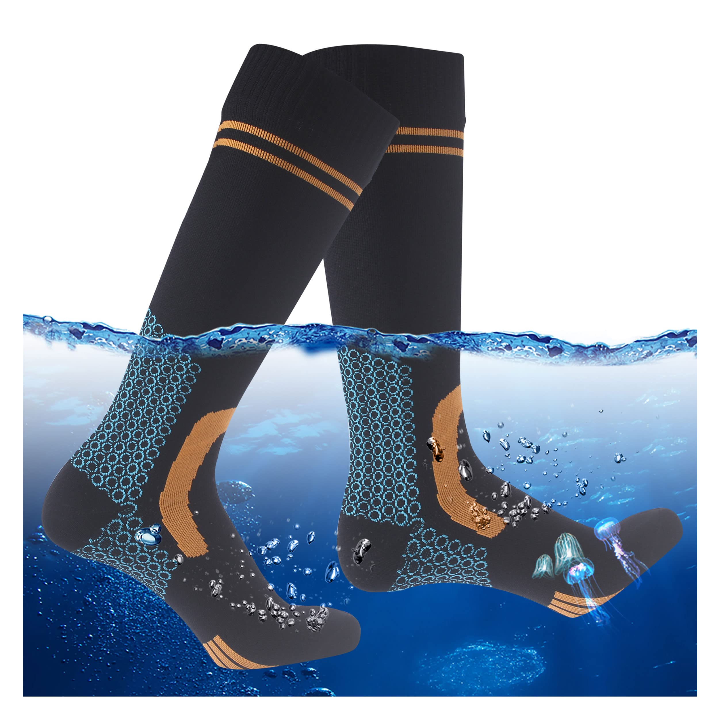 RANDY SUN Military Waterproof Socks knee-high front view for rugged outdoor dryness.