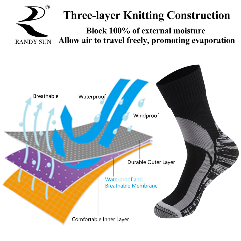 RANDY SUN festival gift sock waterproof-test image highlights waterproof performance.