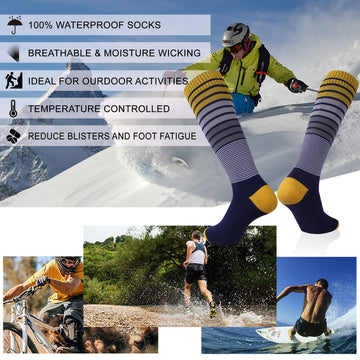 RANDY SUN knee-high waterproof socks moisture-wicking lining for quick drying