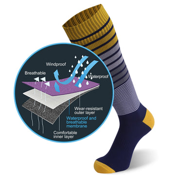 RANDY SUN knee-high waterproof socks deep heel cup for secure fit and blister protection