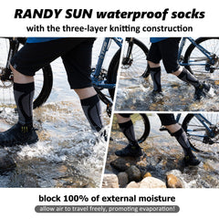 RANDY SUN knee-high waterproof socks water-breathable-tex shows moisture management in wet conditions