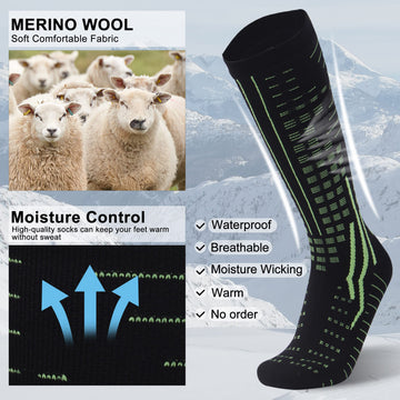 RANDY SUN merino-wool waterproof sock closeup highlighting breathable warmth.