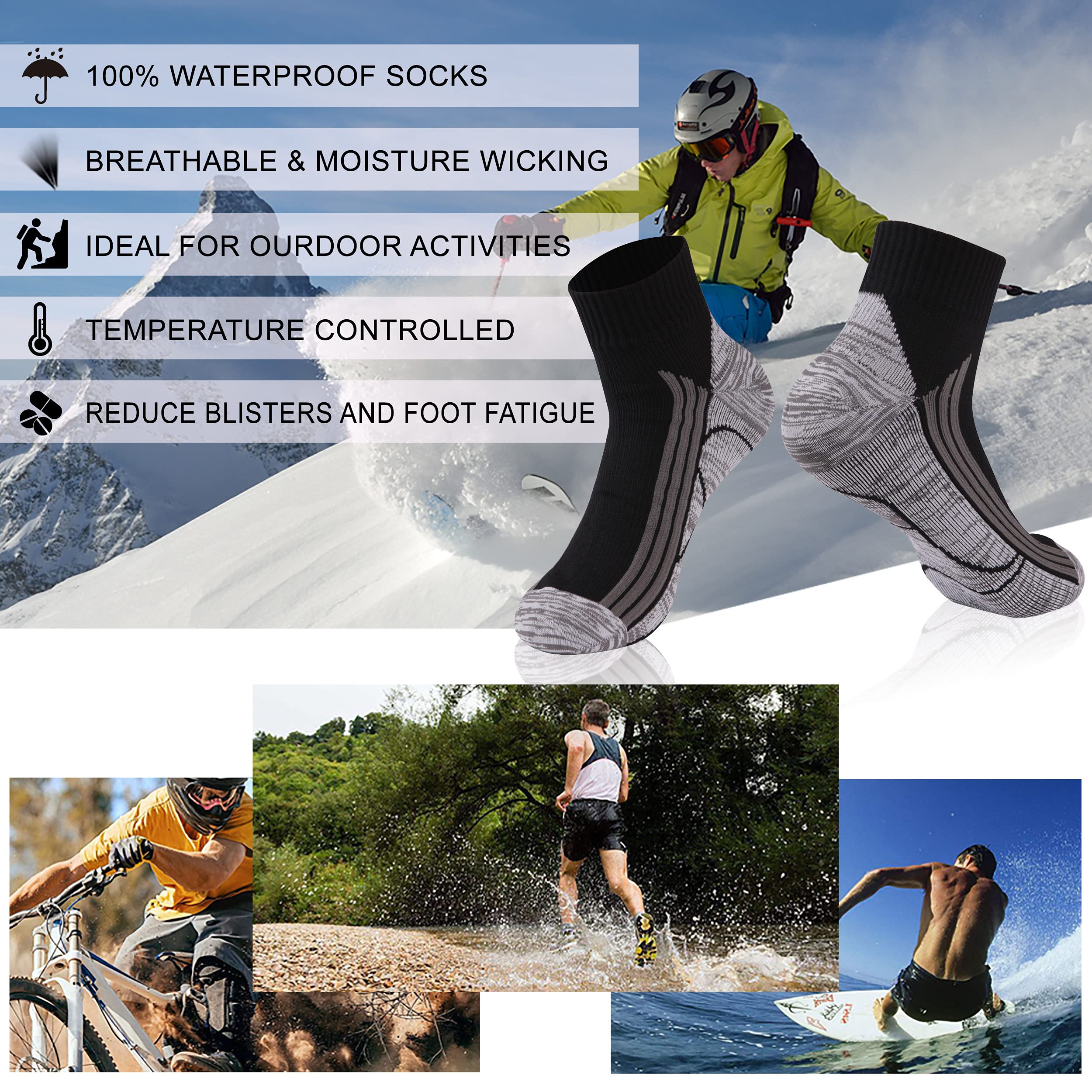 RANDY SUN waterproof hiking socks cushioned sole provides all-day warmth during winter treks.
