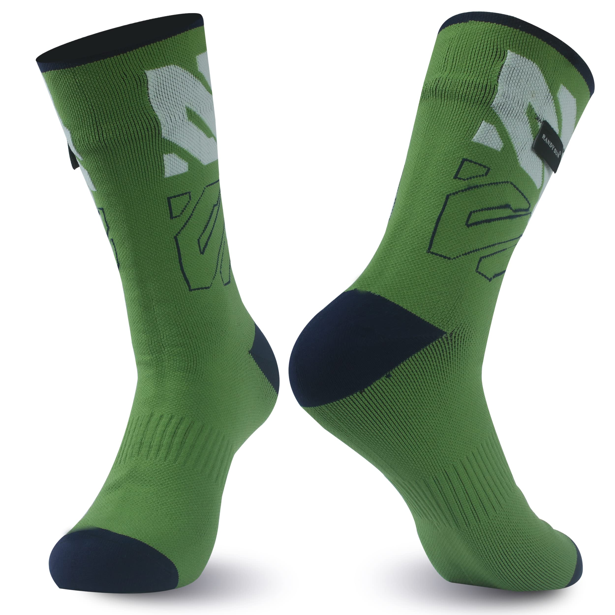 RANDY SUN waterproof socks green side-view for rugged outdoor comfort.